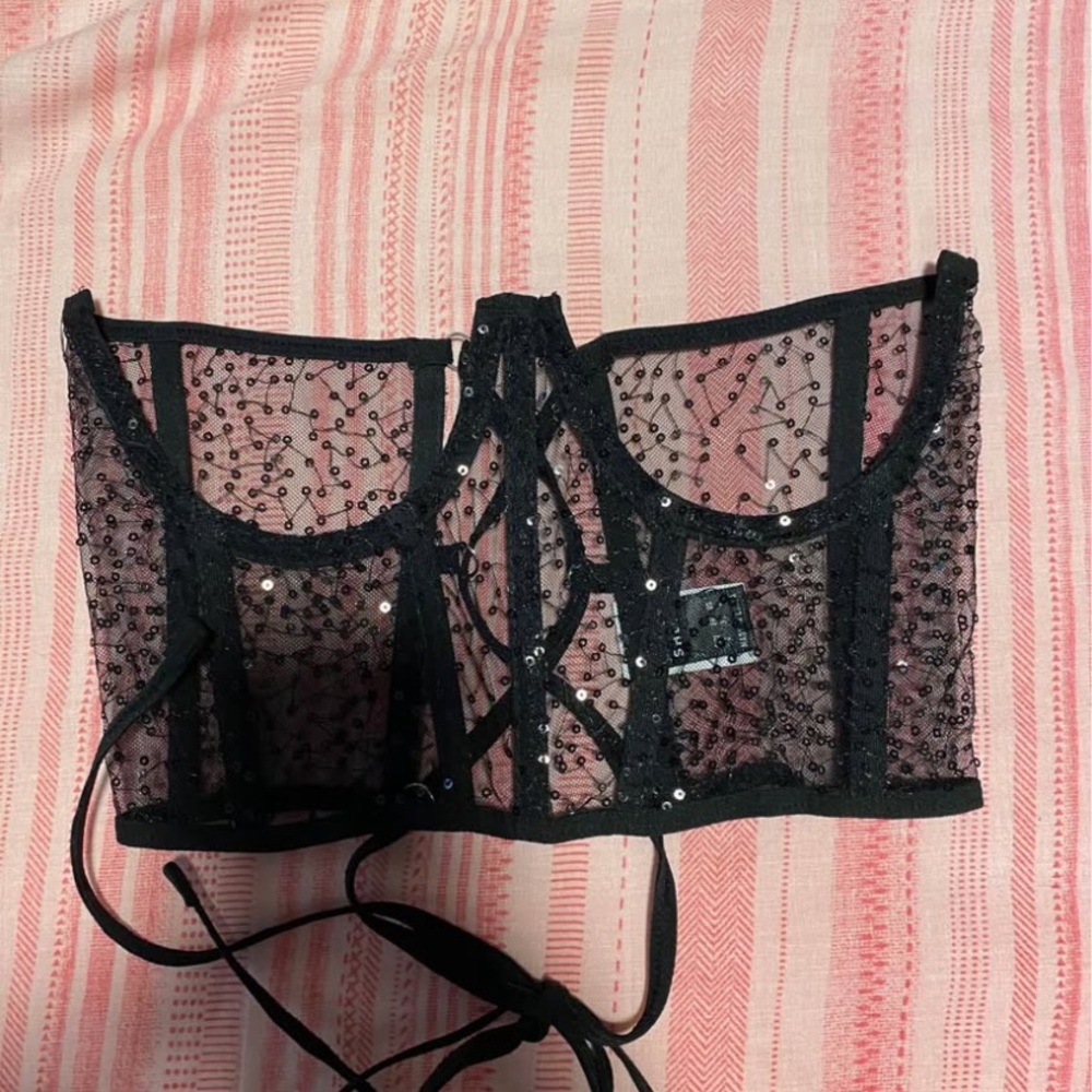 SHEIN Black Lace Corset with Adjustable Straps